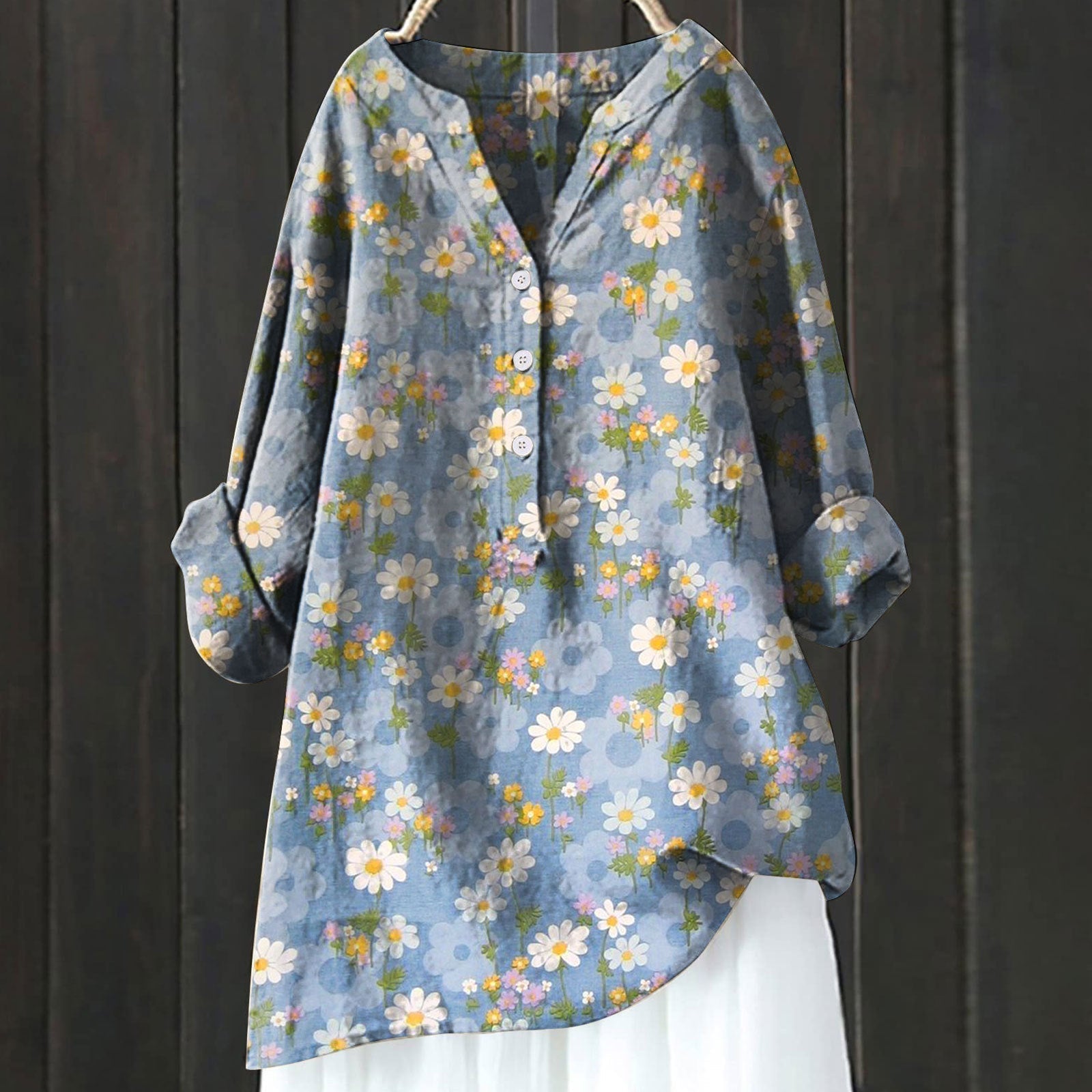 Falkenberg™ | Elegant blomstret skjortekjole
