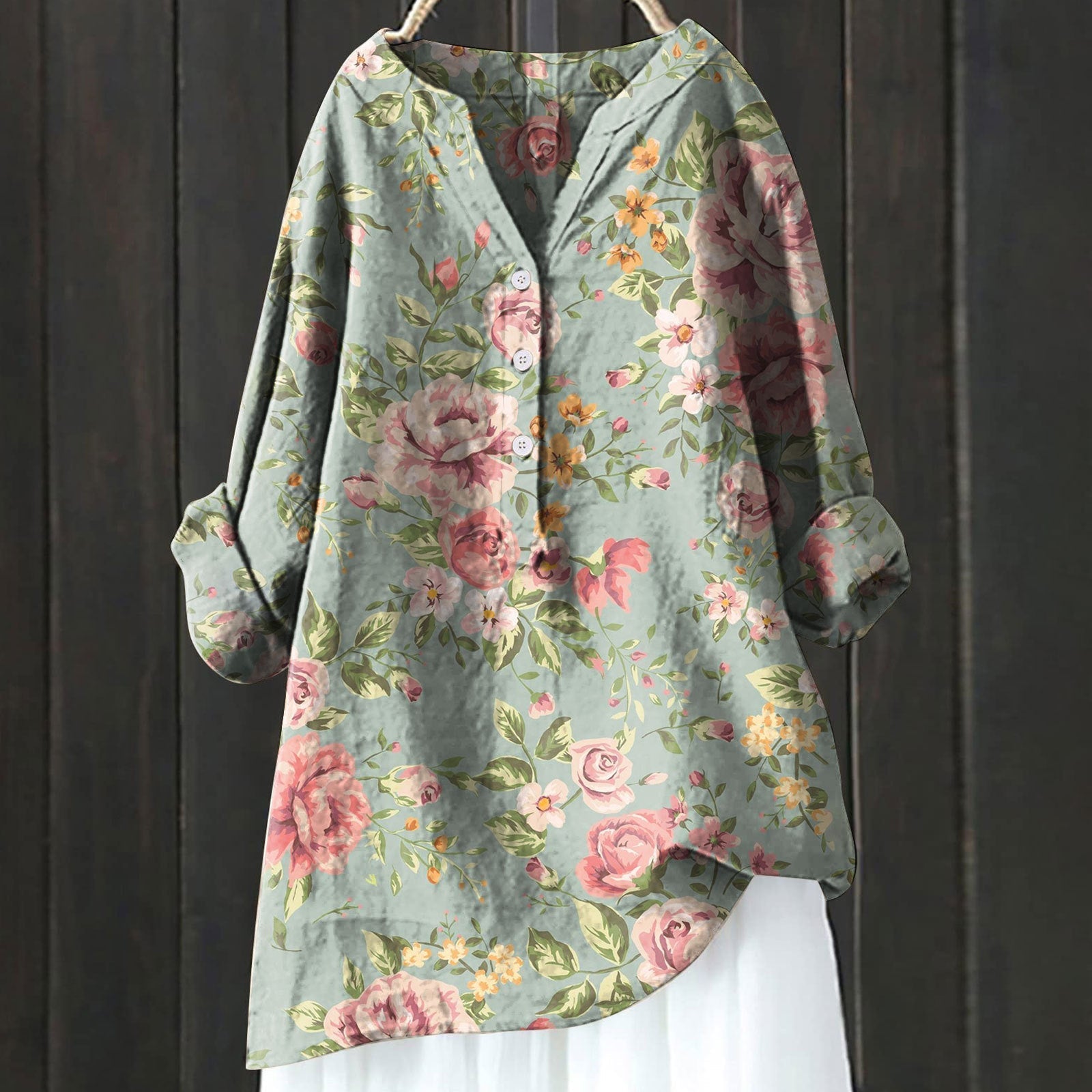 Falkenberg™ | Elegant blomstret skjortekjole