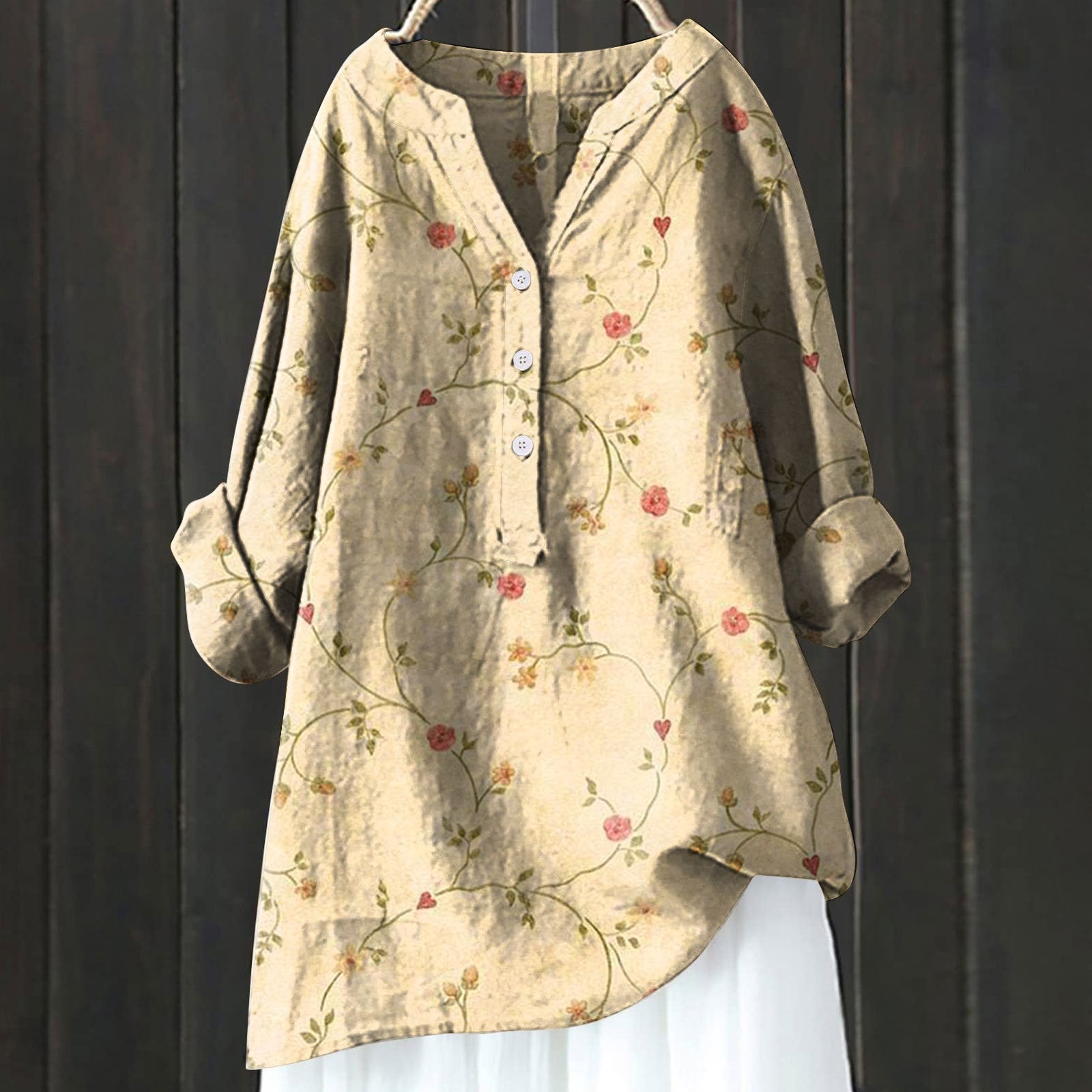 Falkenberg™ | Elegant blomstret skjortekjole